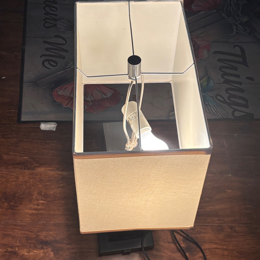 Modern Cream Rectangular Table Lamp - Picture 2 of 2